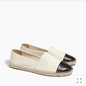 Jcrew cap-toe slip on espadrilles.